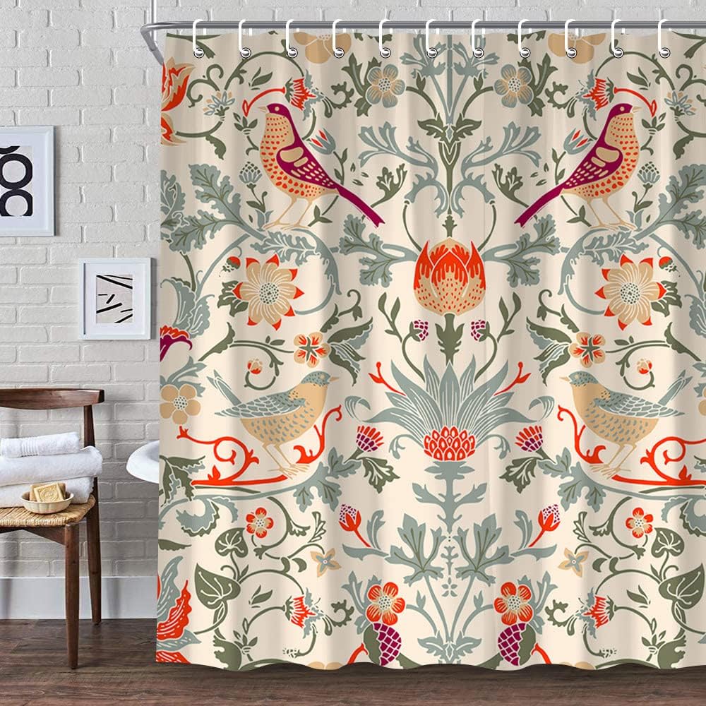 Pink Mexican Garden Art Floral Best Shower Curtain For A Colorful Bathroom - Image 3