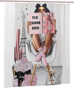 Pink Motivational Black Queen Girl Shower Curtain - Lovely And Bold Bathroom Decor