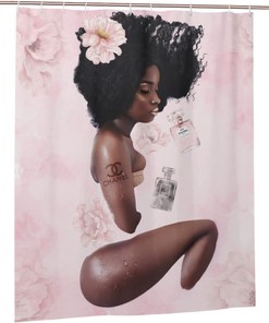 Pink Motivational Black Queen Girl Shower Curtain - Lovely And Modern Bathroom Decor With Colorful And Unique Design
