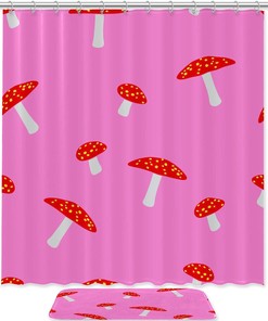Pink Mushroom Shower Curtain For A Bold And Girly Bathroom Decor