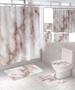 Pink Natural Marble Bohistar Shower Curtain, Gold And White Stone Texture For The Bathroom