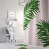 Pink Palm Leaf Shower Curtain for Feminine Tropical Bathroom Decor