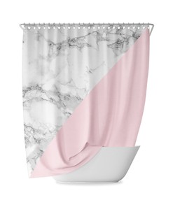 Pink Pastel Marble Shower Curtain, Abstract and Geometric Design for Bathroom