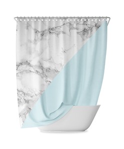 Pink Pastel Marble Shower Curtain, Abstract and Geometric Design for Bathroom
