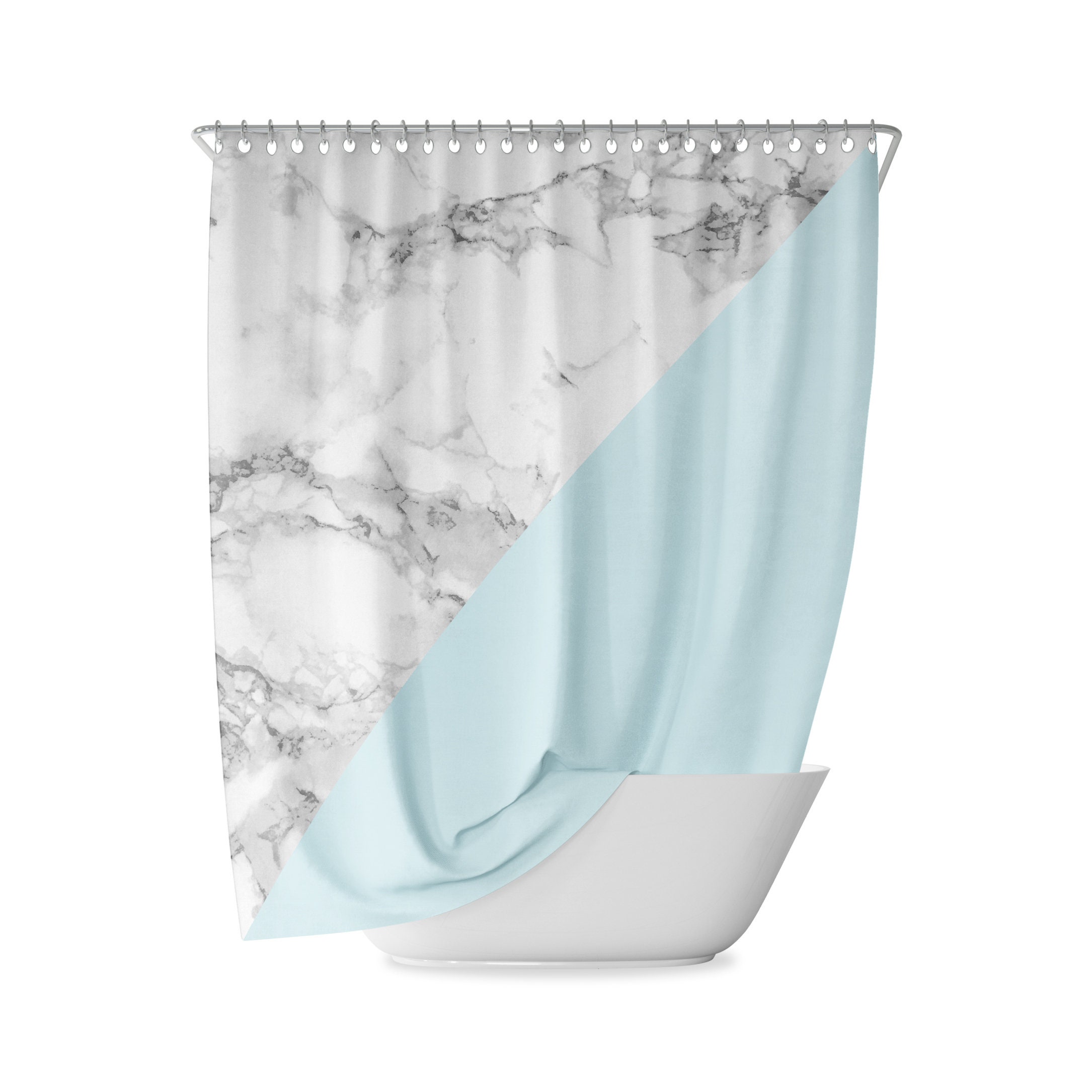 Pink Pastel Marble Shower Curtain, Abstract and Geometric Design for Bathroom