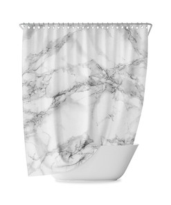 Pink Pastel Marble Shower Curtain, Abstract and Geometric Design for Bathroom