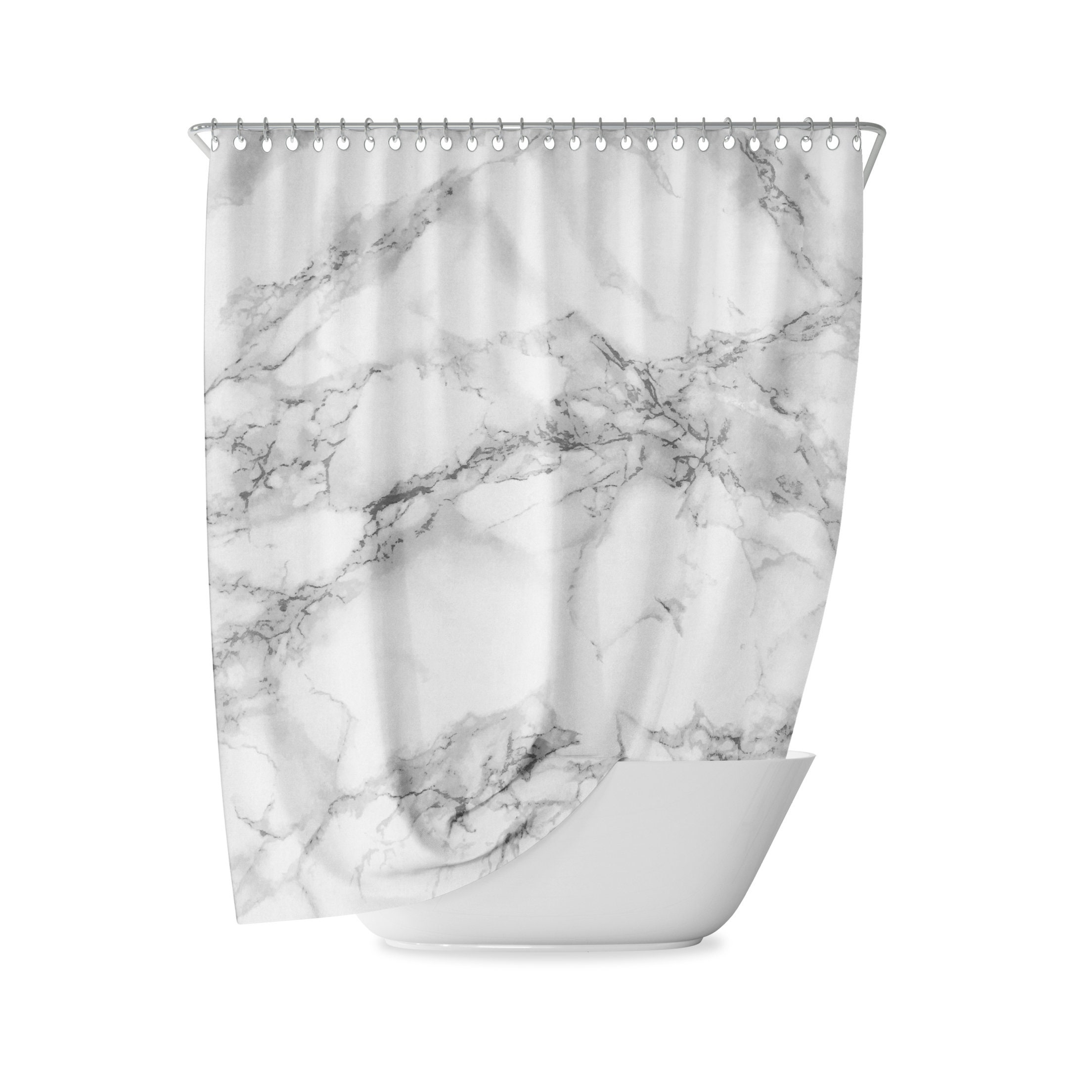 Pink Pastel Marble Shower Curtain, Abstract and Geometric Design for Bathroom