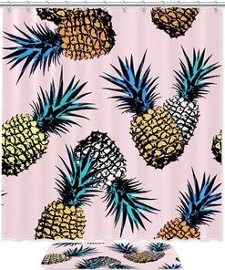 Pink Pattern Pineapples Shower Curtain for Bathroom Decor