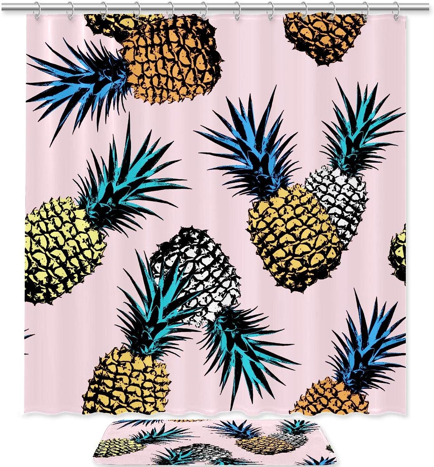 Pink Pattern Pineapples Shower Curtain for Bathroom Decor