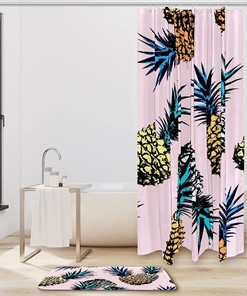 Pink Pattern Pineapples Shower Curtain for Bathroom Decor
