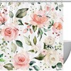 Pink Peonies White Roses Floral Fabric Shower Curtain for Bathroom Decor