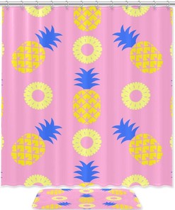 Pink Pineapple Shower Curtain - Tropical Pink Bathroom Decor 
