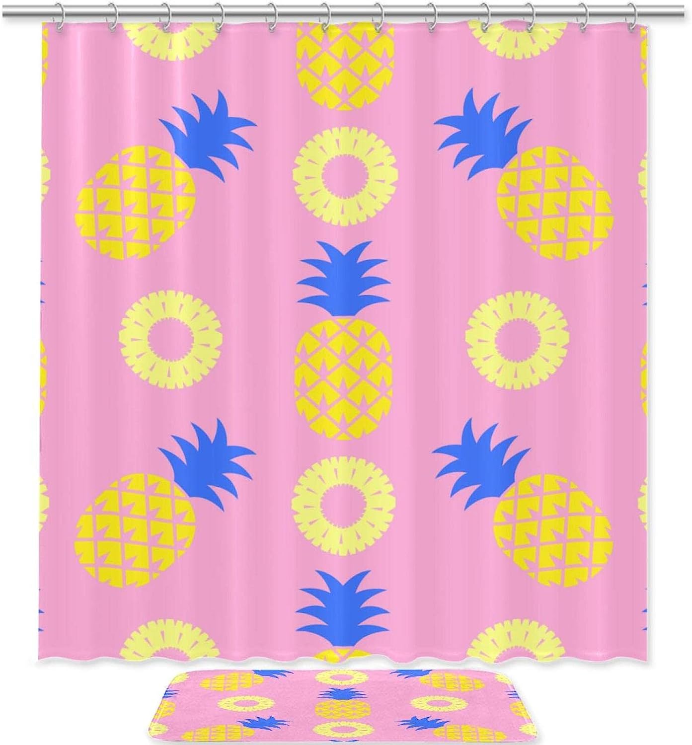Pink Pineapple Shower Curtain - Tropical Pink Bathroom Decor