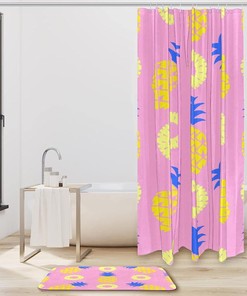 Pink Pineapple Shower Curtain - Tropical Pink Bathroom Decor