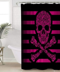 Pink Pirate Flag Shower Curtain for a Cute and Colorful Bathroom