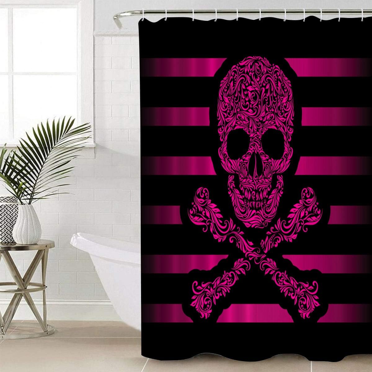Pink Pirate Flag Shower Curtain for a Cute and Colorful Bathroom