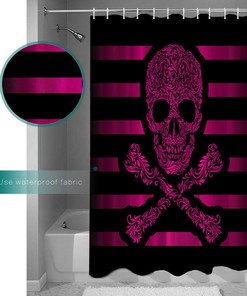 Pink Pirate Flag Shower Curtain for a Cute and Colorful Bathroom