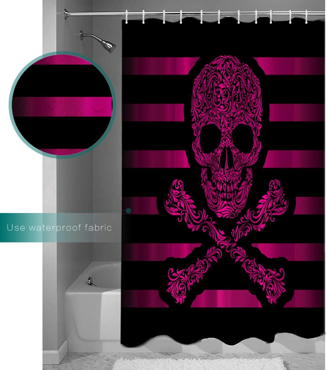 Pink Pirate Flag Shower Curtain for a Cute and Colorful Bathroom