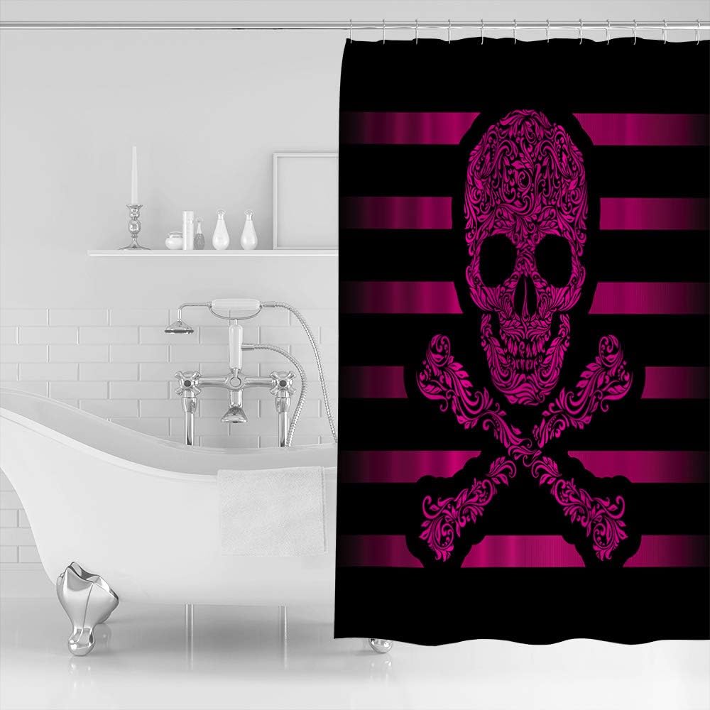 Pink Pirate Flag Shower Curtain for a Cute and Colorful Bathroom