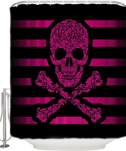 Pink Pirate Flag Shower Curtain for a Cute and Colorful Bathroom