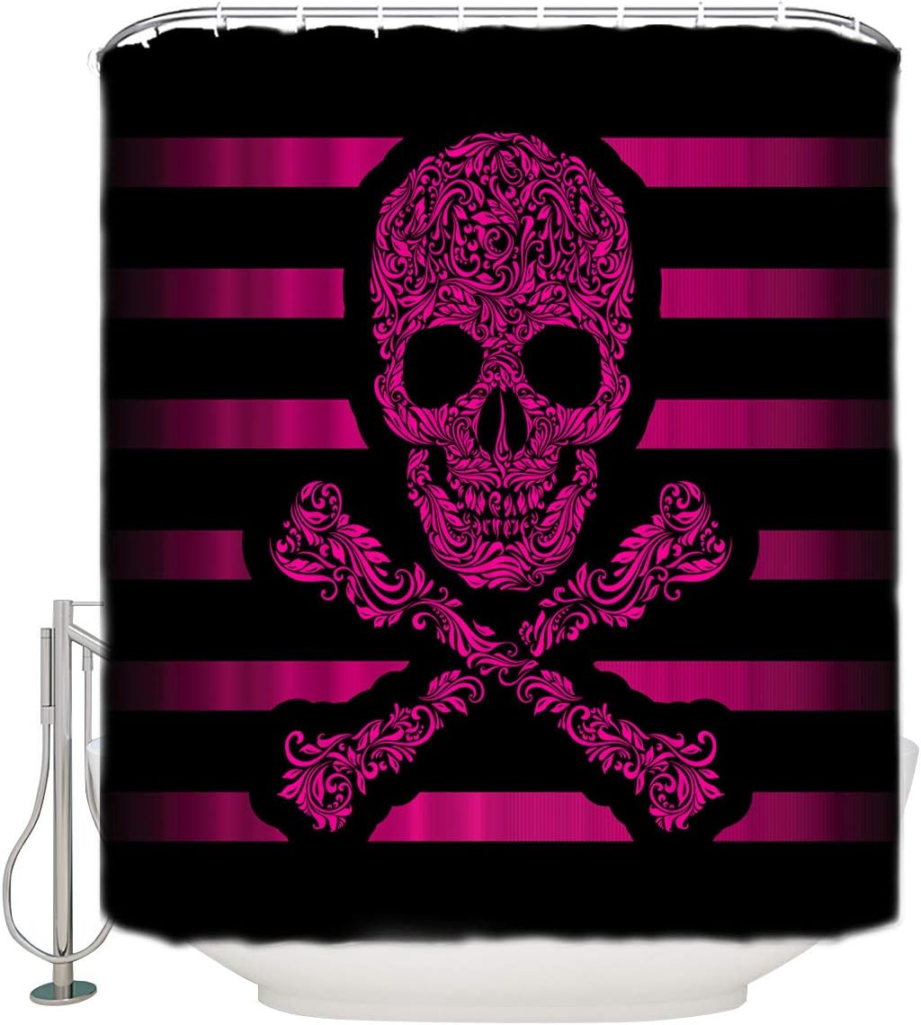 Pink Pirate Flag Shower Curtain for a Cute and Colorful Bathroom