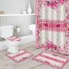 Pink Plaid Love Hearts Shower Curtain | Valentine's Day Gnomes Truck Roses Burlap Bathroom Decor