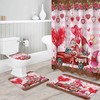 Pink Plaid Love Hearts Truck Shower Curtain | Valentine's Day Gnomes Roses Bathroom Decor