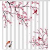 Pink Plum Flower Shower Curtain, Oriental Asian Japanese Bathroom Decor