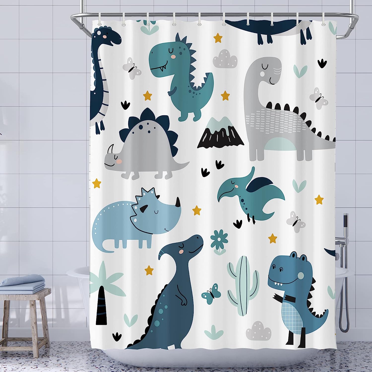 Pink Purple Floral Leaves Shower Curtain, Watercolor Bathroom Curtain with Botanical Theme and Visioun Keyword