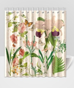 Pink Purple Orchards Floral Collage Shower Curtain For A Vintage Bathroom