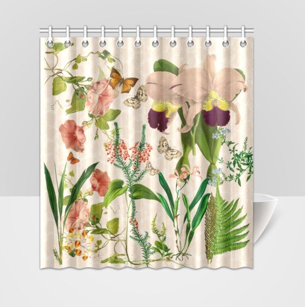 Pink Purple Orchards Floral Collage Shower Curtain For A Vintage Bathroom