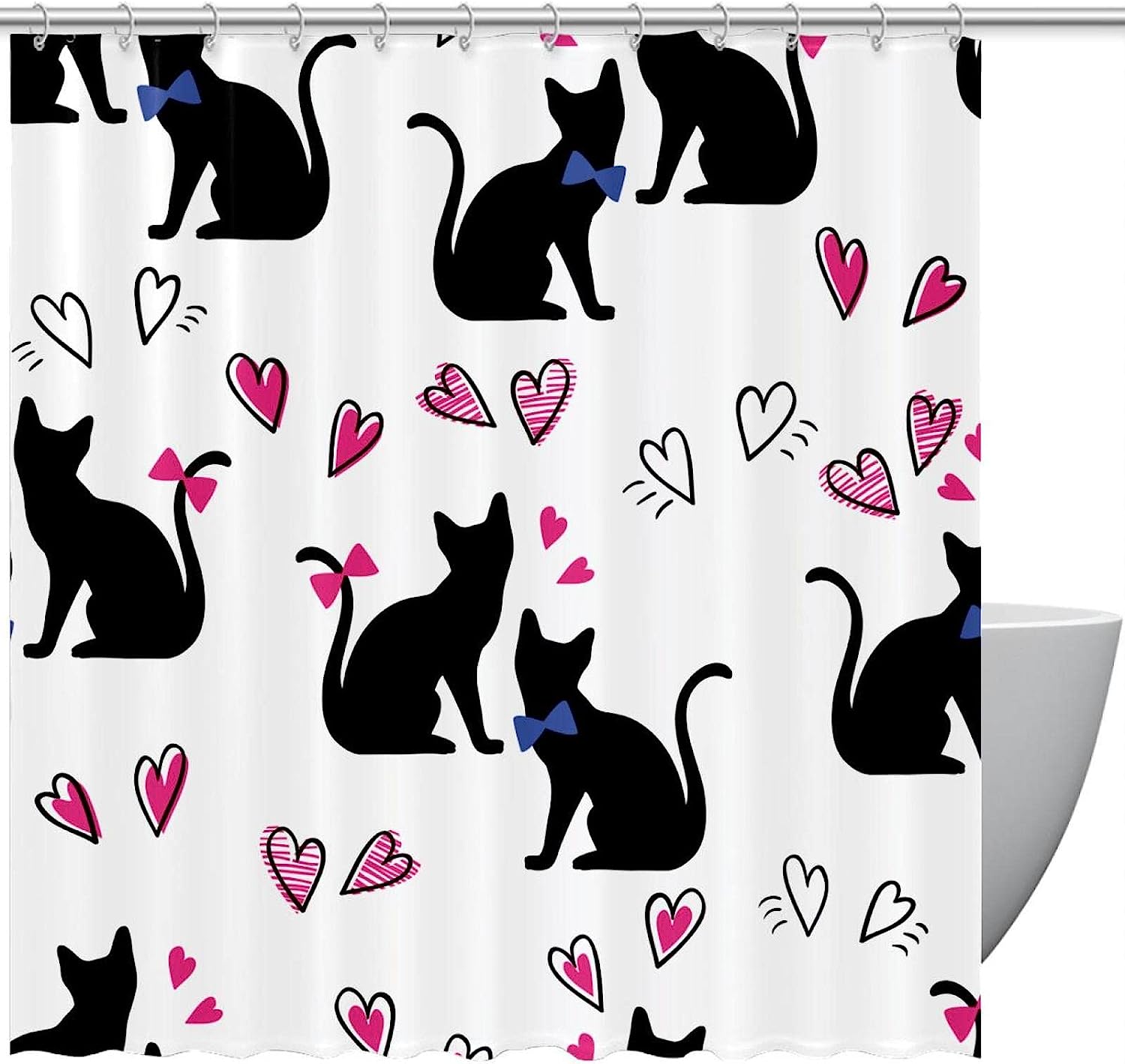 Pink Purple Rose Flower Fabric Shower Curtain for Bathroom Decor