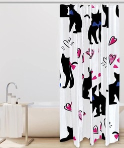 Pink Purple Rose Flower Fabric Shower Curtain for Bathroom Decor