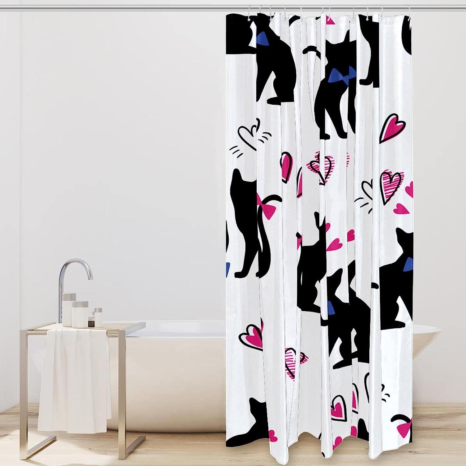 Pink Purple Rose Flower Fabric Shower Curtain for Bathroom Decor