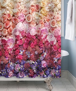 Pink Rose Blossom Shower Curtain with Spring Floral Design for Romantic Bathroom Dcor