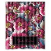 Pink Rose Boho Shower Curtain With Custom Name, Floral Bathroom Decor