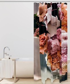 Pink Rose Fabric Shower Curtain for Bathroom Decor