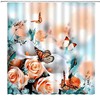 Pink Rose Floral Blossom Spring Garden Plant Herbs Botanical Fantasy Dream Natural Scenery Bathroom Decor Shower Curtain
