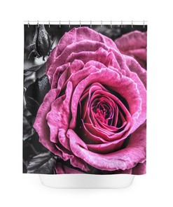 Pink Rose Flowers Shower Curtain, Romantic Floral Bathroom Decor