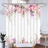 Pink Rose Green Leaf Shower Curtain By Dephoto - Add A Touch Of Feminine Beauty To Your Bathroom