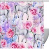 Pink Rose Unicorn Horse Print Fabric Shower Curtain for Whimsical Bathroom Decor