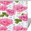Pink Roses Blue Leaves Floral Fabric Shower Curtain for Bathroom Decor