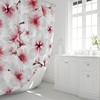 Pink Sakura Blossoms Shower Curtain, Japanese Inspired Minimalist Floral Bathroom Decor 