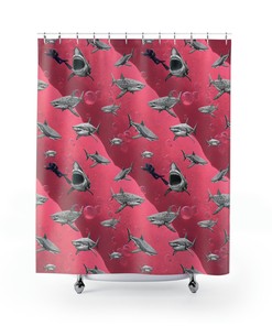 Pink Sea Bathtub Scuba Print Shower Curtain for Your Bathroom