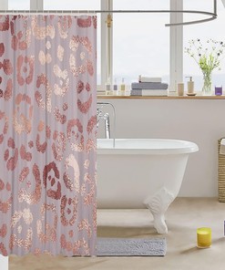 Pink Sequin Cheetah Print Shower Curtain For Glamorous Bathroom Decor.