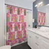 Pink Shower Curtain With Llamas, Cactus And Boho Rainbows