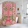 Pink Shower Curtain with Paris Design, Shabby Chic Floral Bathroom Decor