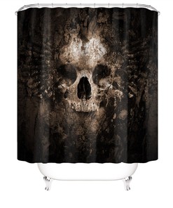 Pink Skull Fabric Shower Curtain - Romantic Skull Bathroom Decor
