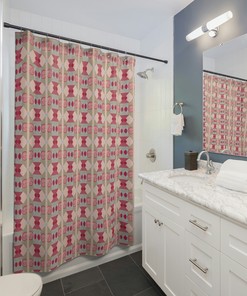 Pink Squares Shower Curtain For Chic Bathroom Refresh
