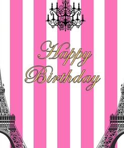 Pink Stripes Paris Eiffel Tower Photo Backdrops, Perfect for Birthday Party Photography